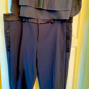 Vince Navy Blue Tuxedo Pants with Black Details